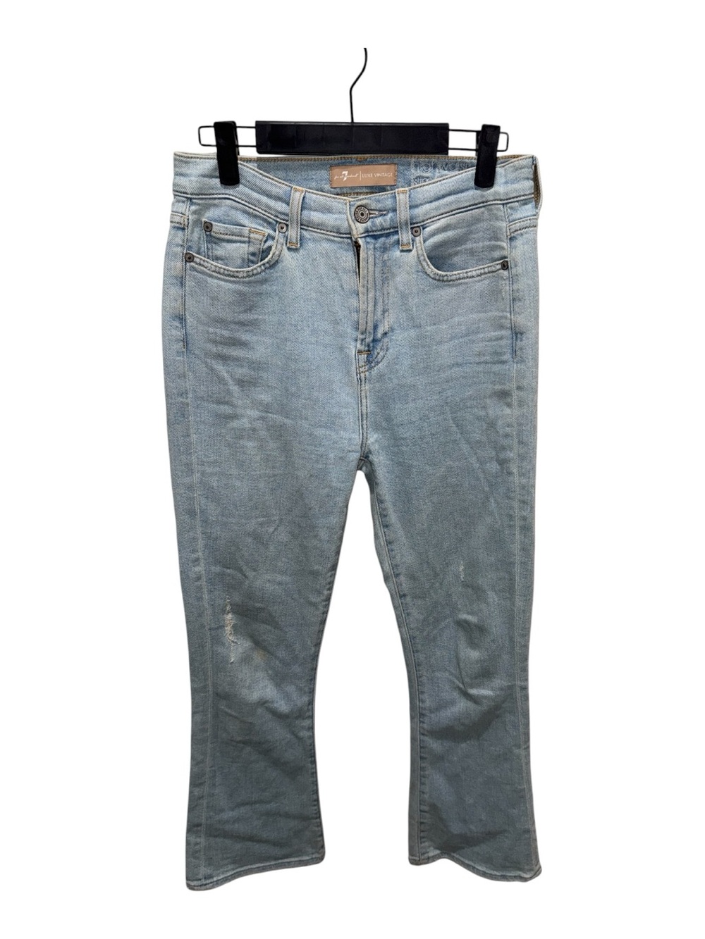 7 For All Mankind High Rise Slim Kick Crop Jeans Light Wash 26 Anthropologie - Picture 3 of 8